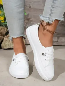 Women's Soft Leather Slip-On Shoes, Comfortable Casual Daily Wear Footwear, Durable Lightweight Design for Women, Lightweight Slip Ons, Casual Trendy Flat