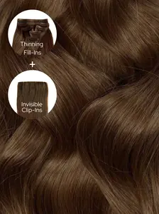 Caramel Brown (4) Thinning Hair and Invisible Clip-ins Bundle