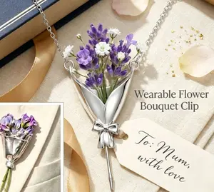 Flower Bouquet  Pendant Necklace DIY Floral Necklace accessory inserting dried or fresh stems Wearable Flower Bouquet Brooch Jewelry Gift Set Ideal Gift for Mom, Perfect for Birthday, Anniversary or Mother’s Day Wear