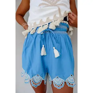 Regina Embroidered Seashell Drawstring Shorts