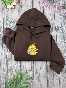 Howl’s Moving Castle Embroidered Hoodie – Calcifer, Studio Ghibli Inspired, Unisex Cozy Hoodie, Anime Gift