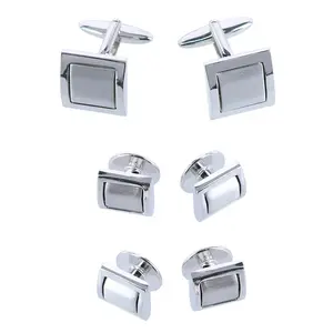 Trafalgar The Plaza Square Rhodium Over Brass Formal Set (Cufflinks & Tuxedo Studs), Formal Sets