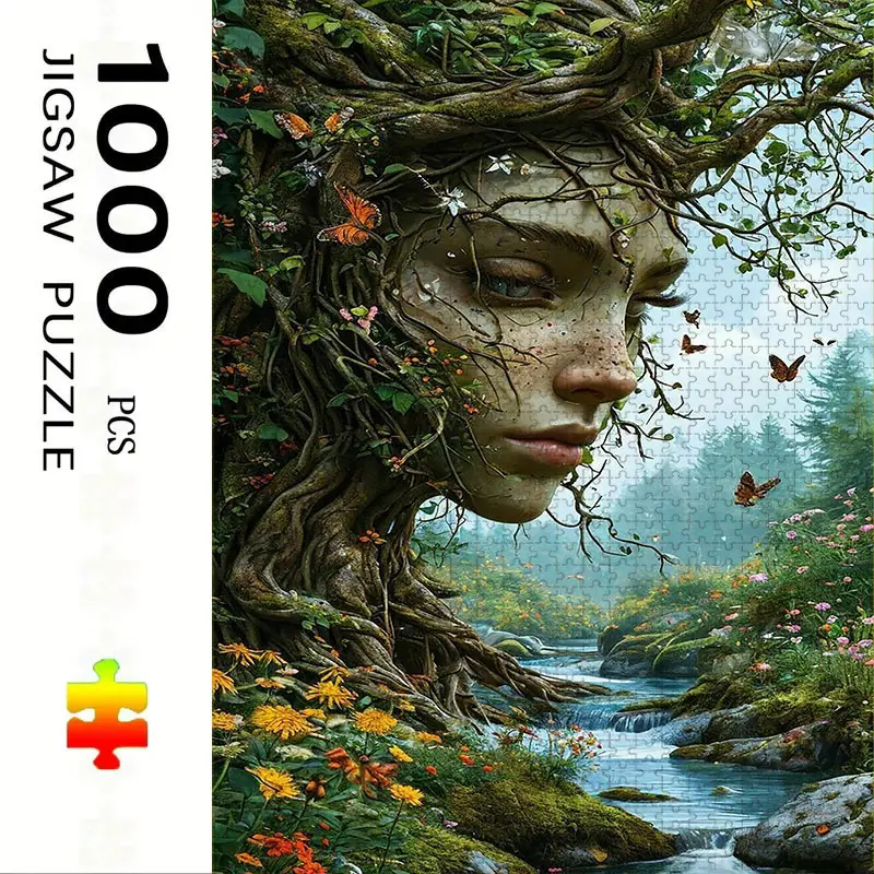 1000 Piece Face Tree Puzzle, Art Puzzles, Puzzle Game, Large Adult Family Interactive Toy, DIY Home Decor Brain Challenge, Holiday Scene, Mixed Colors, Perfect Gift