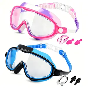 Swim Goggles 2 Pack, Anti-Fog UV Protection, Wide Vision Swimming Goggles, Suitable for Ages 3-15, Boys and Girls, Swimming Accessories, Kid Swim Goggles, Water Goggles, Pool Goggles