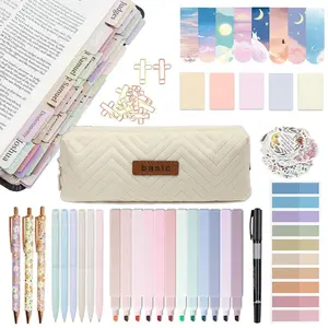 Bible Study Supplies Journaling Kit, 1 Set Including Pen & Marker & Tab & Clip & Pen Case & Sticker Note & Bookmark & Highlight, Bible Annotation Kit for Friend Family