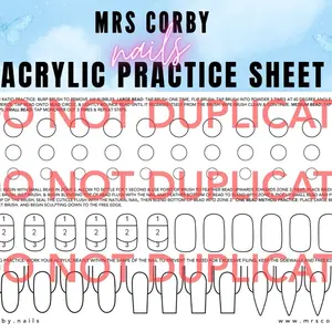 Mrs. Corby Nails Acrylic Practice Sheet
