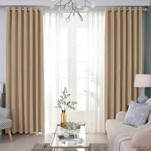 New Cream Wind Solid Color Light Blocking Home Decoration Room Decor Curtain, High-End Full Shade Water Lily Cotton Drapes, Sun Protection Insulation Linen Blend