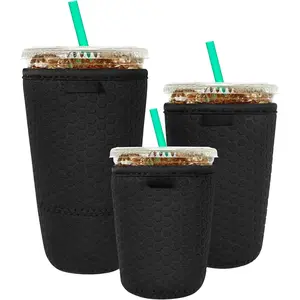 3 Pack Neoprene Insulator Sleeve for Iced Coffee Cups,  Cooler Sleeves for Iced & Hot Drinks, Universal Fit 16-32 oz Cups Beverages, Compatible with  Dunkin Coffee and More