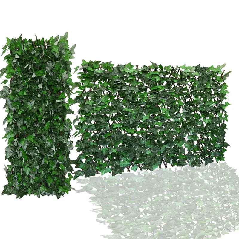 Expandable Artificial Ivy Garden Fence Privacy Screen - Decorative Garden Supplies, Adjustable Size Fence Cover, Steel-Nail Connected Panels, Anti-Ultraviolet Sun Protection, Eco-Friendly Willow & PE Artificial Leaves, All-Year Use for Balcony Patio