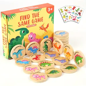 Wooden Match Memory Game for Kids 24Pc Dinosaur Themed Memory Matching Cards Educational Early Learning Development Toy for Pre-Kindergarten