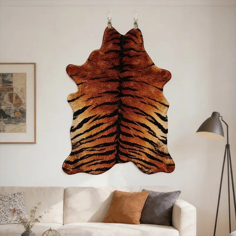 Luxury Tiger Print Animal Rug, Animal Printed Rug, Realistic Tiger Skin Texture Decorative Blanket, Living Room/entryway Wall Hanging, Home Background Decoration