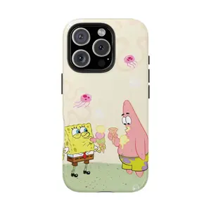 Fun SpongeBob Tough Phone Cases for Kids, Cartoon Phone Covers, Gift for Kids, Holiday Accessories, Durable Cover Phone Protection for IPhone 16 15 14 13 12 11 Pro Max