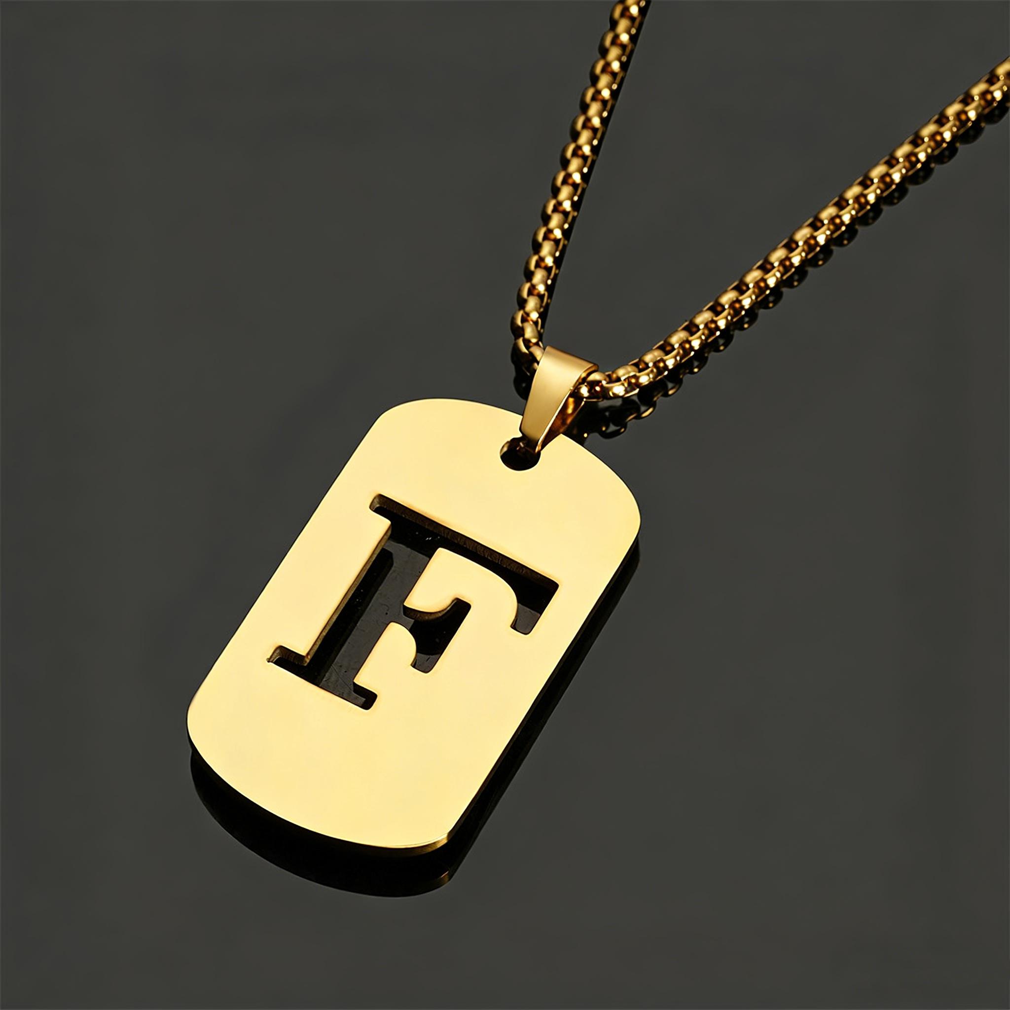 Initials Necklace, Stainless Steel Hip Hop Geometric Pendant, A-Z Letter Pendant Chain, Gift for Couples, Friends, Anniversaries