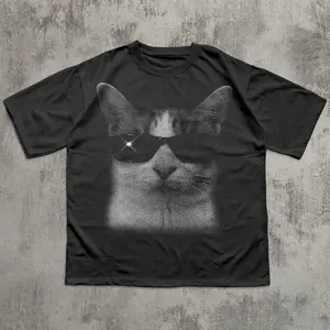 Y2k Cat With Sunglasses T-shirt, 2000s Vintage Graphic Tee, 90s Retro Shirt, Silly Cats Tshirt, Cat Lover Gifts, Trendy Summer Tees, Gifts