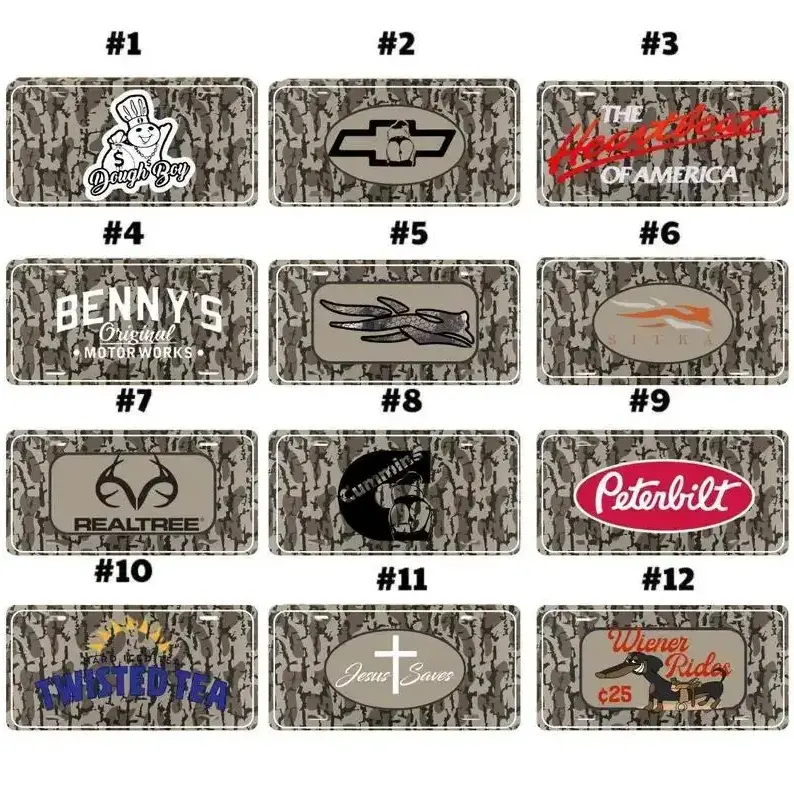 Dough Boy Chevy Girls Chevy The Heartbeat Of America Sitka Realtre PeterbiltsJesus Saves Bottomland Camo Car License Plate, Durable Aluminum Tag, 12 Designs, Universal Fit, Fade-Resistant Print