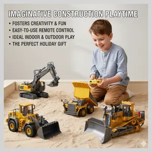 Remote Control Hobby 2/3/4pcs 2.4G 11-Channel RC Engineering Vehicle Toys Set - Part Metal & Plastic, Non-Rechargeable Cells, Highly Detailed (Excavator, Dump Truck, Bulldozer), Transportation Playroom Smart Toys