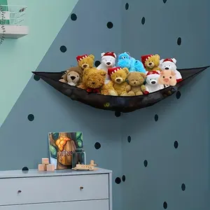 Corner Hanging Storage Bag, Large Mesh Hammock with Anchor & Hook, Easy To Hang, Ideal for Doll, Plush Toy & Stuffed Animals Collection Storage, Organiser, Room Organizer