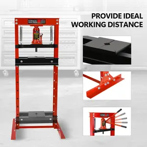 12 Ton Hydraulic Shop Press, h-Frame Garage Floor Press with Adjustable Worktable & Stamping Plates for Bending, Straightening, Bearing Installation