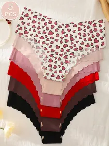 6 Pack Women's Heart Print Seamless Daily Athletic Briefs