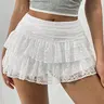 Women's Lace Tiered Layer Short Skirt, Casual Fashion Plain Mini Skirt for Daily Wear, Ladies Bottoms for All Seasons