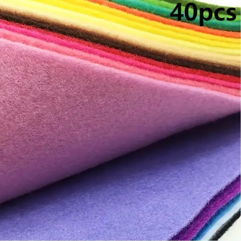 40pcs 30cmx20cm Assorted Color Felt Cloth Sheets, Soft Nonwoven Fabric for DIY Craft Projects, High-Quality Sewing Squares Pack