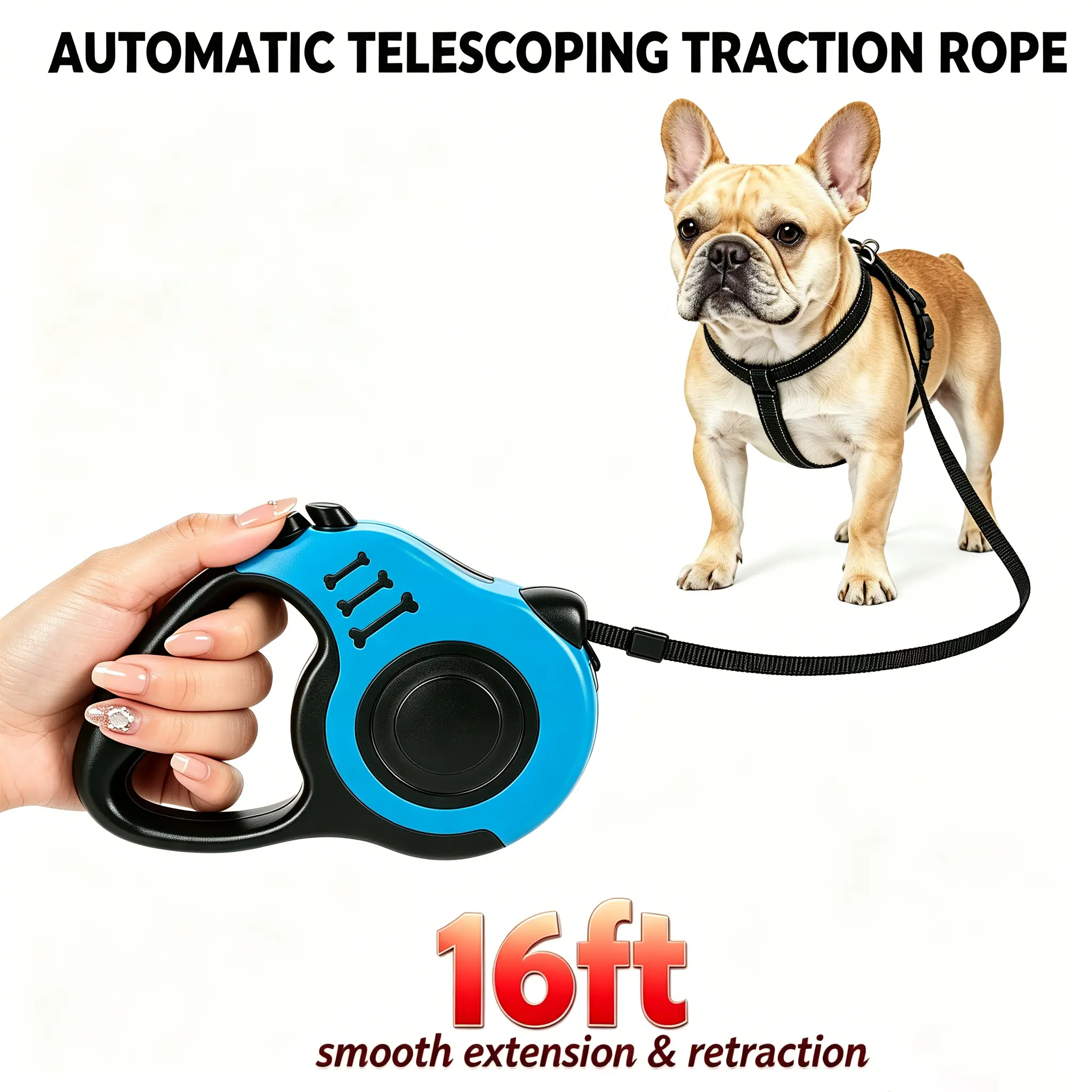 Retractable Dog Leash Automatic Telescopic Tractor Dog Tape, Pet Tape 10/16 FT Durable and Convenient, with Non-Slip Handle, Suitable for Small and Medium-Sized Dogs