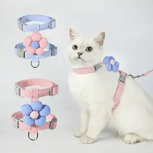 Cat Harness and Leash Set Escape Proof for Walking, Harness with Lightweight Soft Breathable Mesh, Adjustable Easy Control Harness for Kitten Puppy Small Medium Large Cats