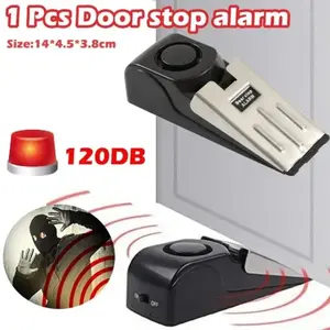 2-In-1 Portable Door Stopper Floor Wedge, Security Alarm 120db, Loud Entrance Alert, Ideal for Travel & Home Use