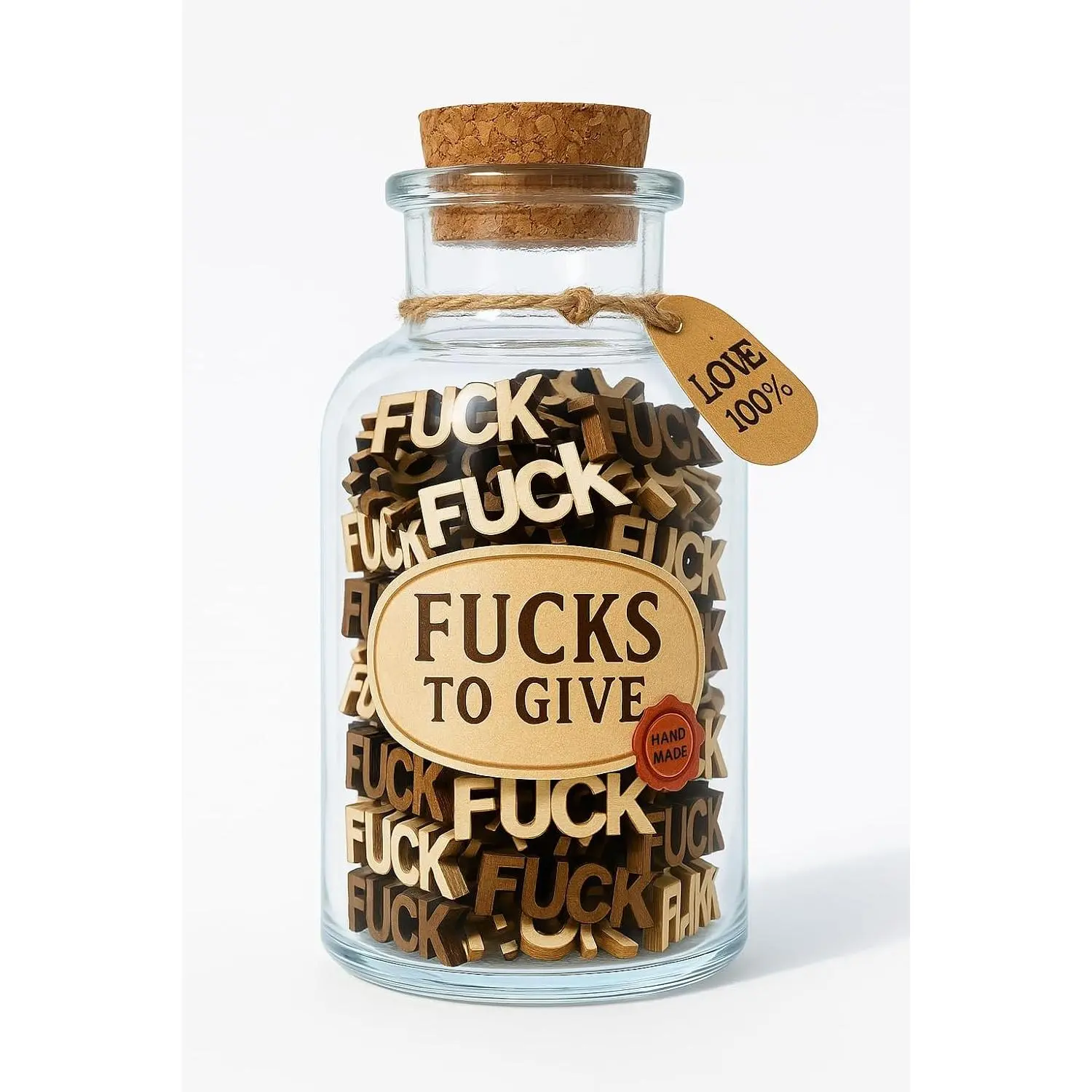 7Oz Fucks to Give, Jar of  ,  Wooden Cutouts Letter , Funny Swear Jar, Funny Gifts, Christmas Birthday Valentines Day Gifts for Men, Gag Small , Desk Decor