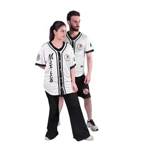 Fox & Fury Mexico Baseball Jersey – White Unisex Shirt with Embroidered Crest – Men & Women’s Fit