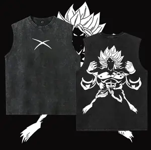 Retro Heavy Limited Broly The Legendary Super Saiyan”- Dragon Ball anime double-sided printed retro oversized washable vest, neutral oversized anime manga washable vest.