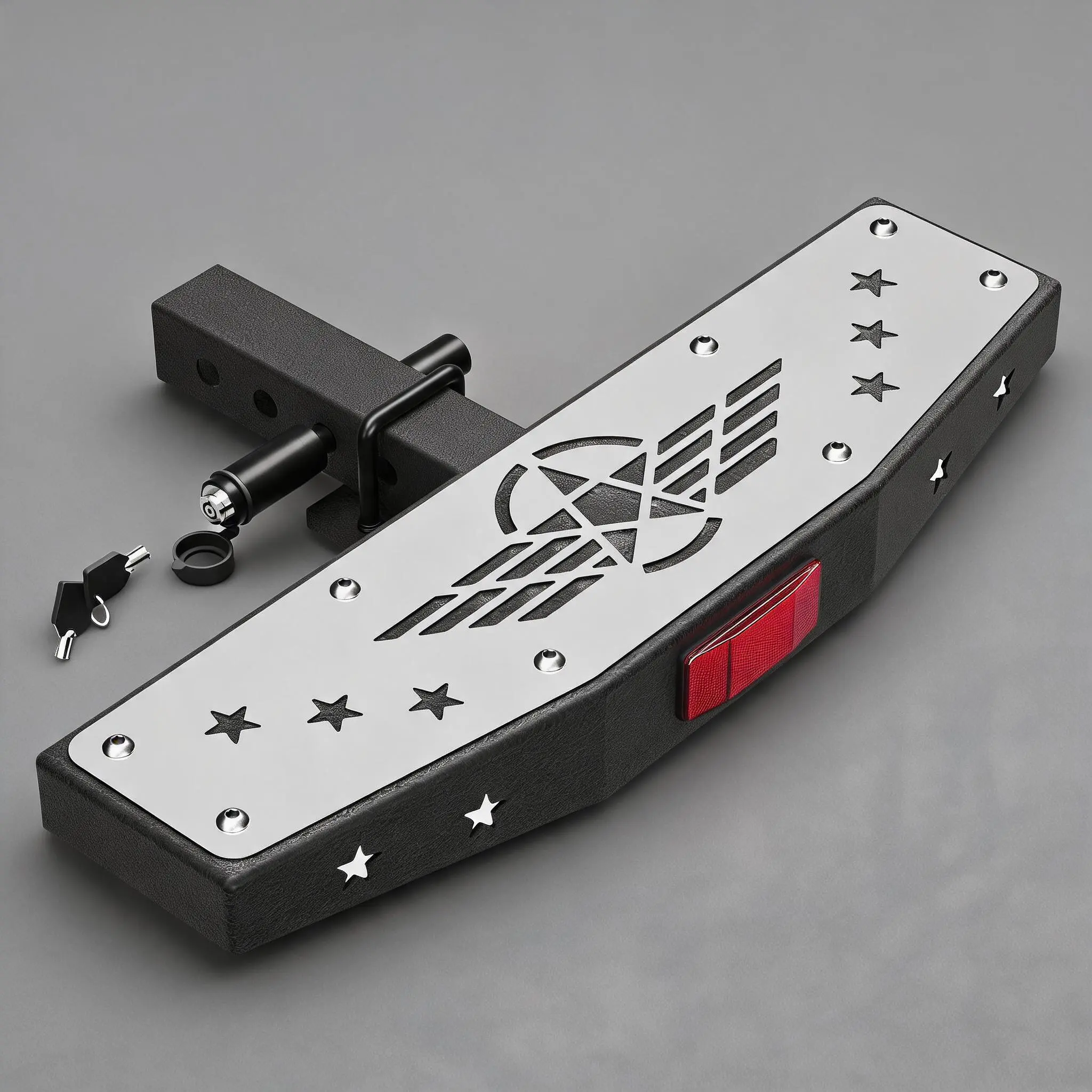 POFENZE Hitch Step Trailer Hitch Step Fit for 2 Inch Receiver with Pin Lock, Textured Powder Coated, Stainless Steel Panel, 350lbs Maximum Load