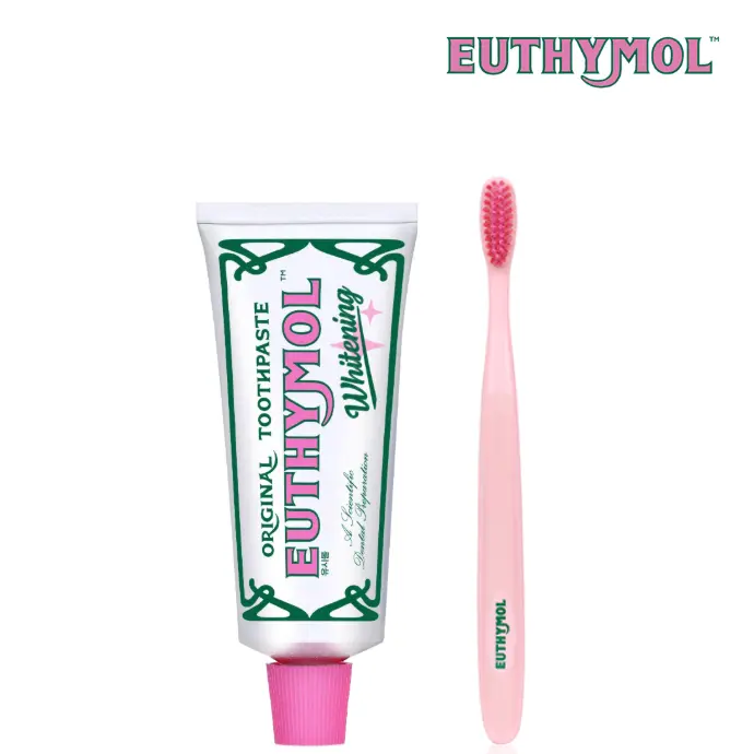 Euthymol Whitening Toothpaste & Toothbrush Set – Removes Coffee & Tea Stains, Gentle on Sensitive Teeth, Korean Oral Care