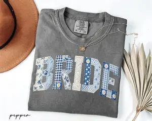 Comfort Colors Bride Shirt, Blue Toile Floral Bride Tee, Chinoiserie Bridal Shower Gifts, Future Mrs Engagement Tee, Getting Ready Outfit