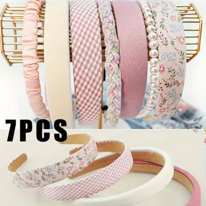 7PCS Headbands for Women,Non Slip Floral Padded Headbands Cute Headband for Women Vintage Wide Headband hair accessory gift comfortable Knotted elegant ditsy universal fashion hoop