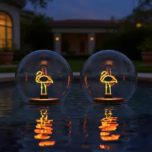 UUFFOO 2-Pack 6“ Solar Floating LED Lamp with Stick, 3 Ways to Use for Outdoor Pool / Patio / Table Decor, IP66 Waterproof Weatherproof
