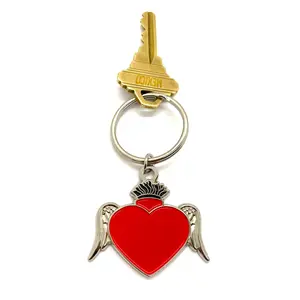 Metal Flying Milagro Heart Keychain Llavero