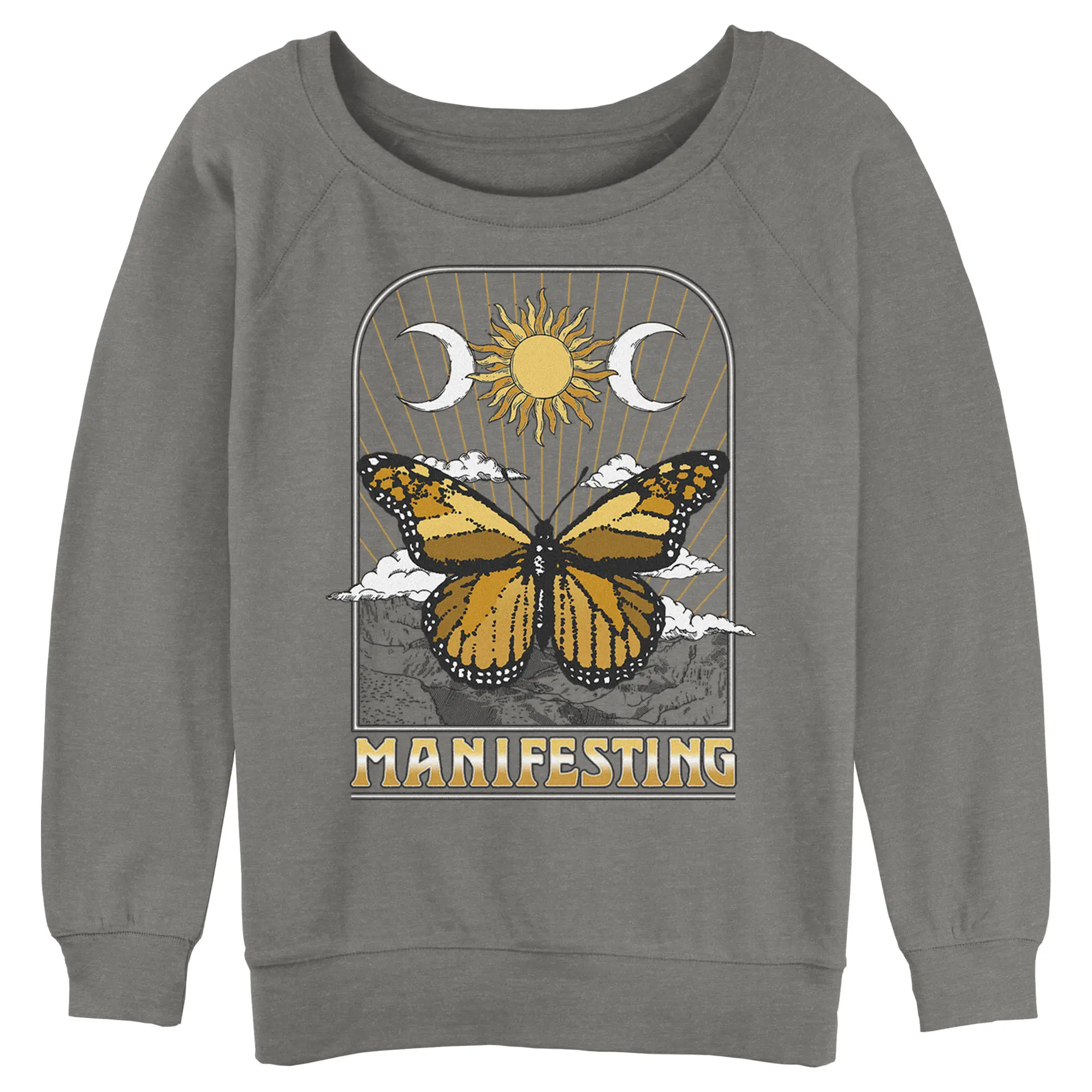 Juniors Womens Lost Gods Manifesting Butterfly Sweatshirt