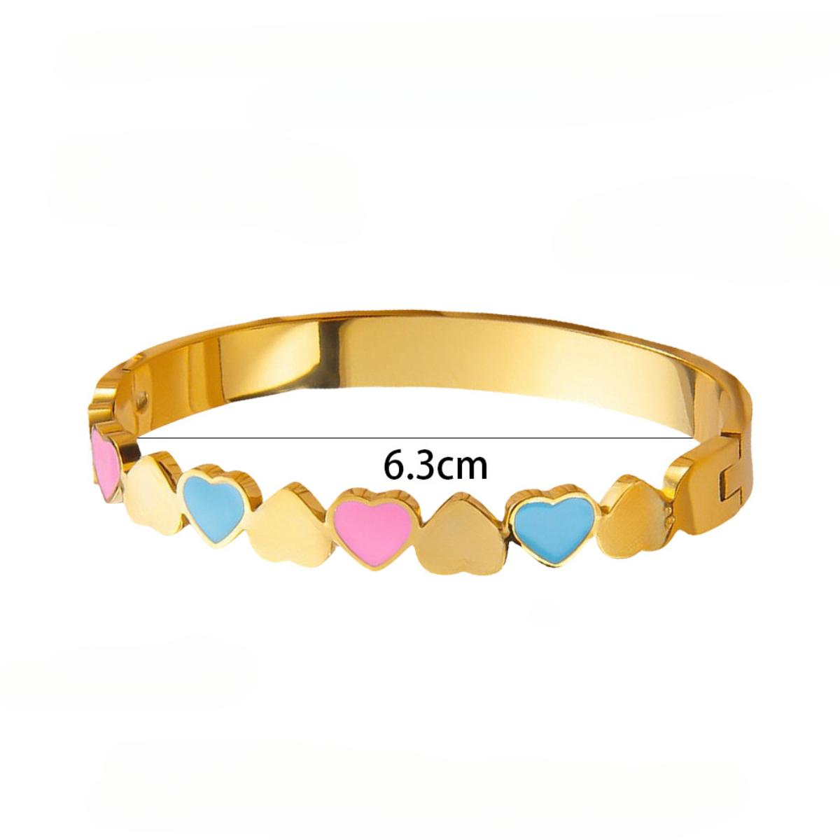 Minimalist Heart Enamel Bangle Bracelet for Women, Elegant Love Heart Link Bangle, Adjustable Statement Layering Bracelet, Trendy Aesthetic Daily Wear Jewelry, Timeless Gift for Her