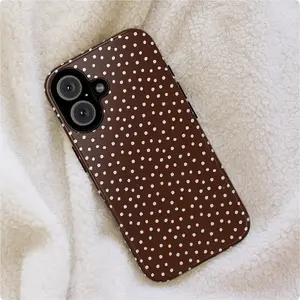 Fashionable vintage white small polka dot Protective Phone Case, suitable for autumn and winter colors, for iPhone 17, 17Pro, 17ProMax, 17Air, 16ProMax, 16Pro, 15plus, 13Pro, 11, 12, frosted 2in1 case, perfect gift for couples, friends, families