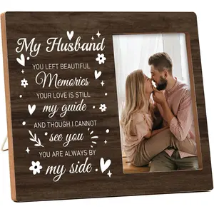 Memorial Pictures Frame, My Husband You Left Beautiful Memories Photo Frame, Sympathy Gifts For Loss Of Husband, Farmhouse Home Living Room Bedroom Decoration