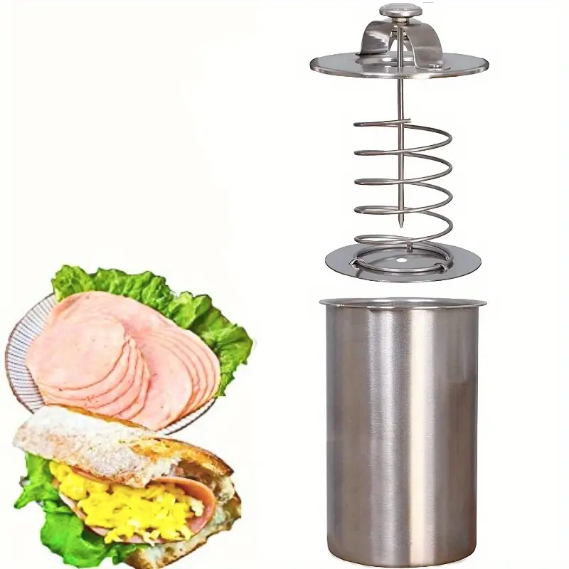 Stainless Steel Meat Press Cooker for Preparing Healthy Homemade Deli Meats, Complete with a Thermometer - Ideal for Kitchen Bacon Pressure Cooking