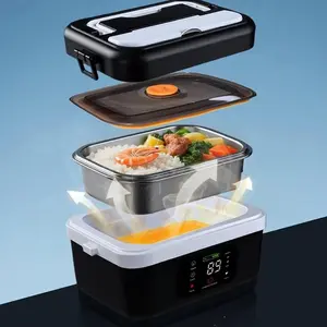 Smart Lunch Box Adult Wireless Electric Heating 8000mah Rechargeable Timer Auto-Heating 1L Portable Food Insulator, Includes Utensils & Bag