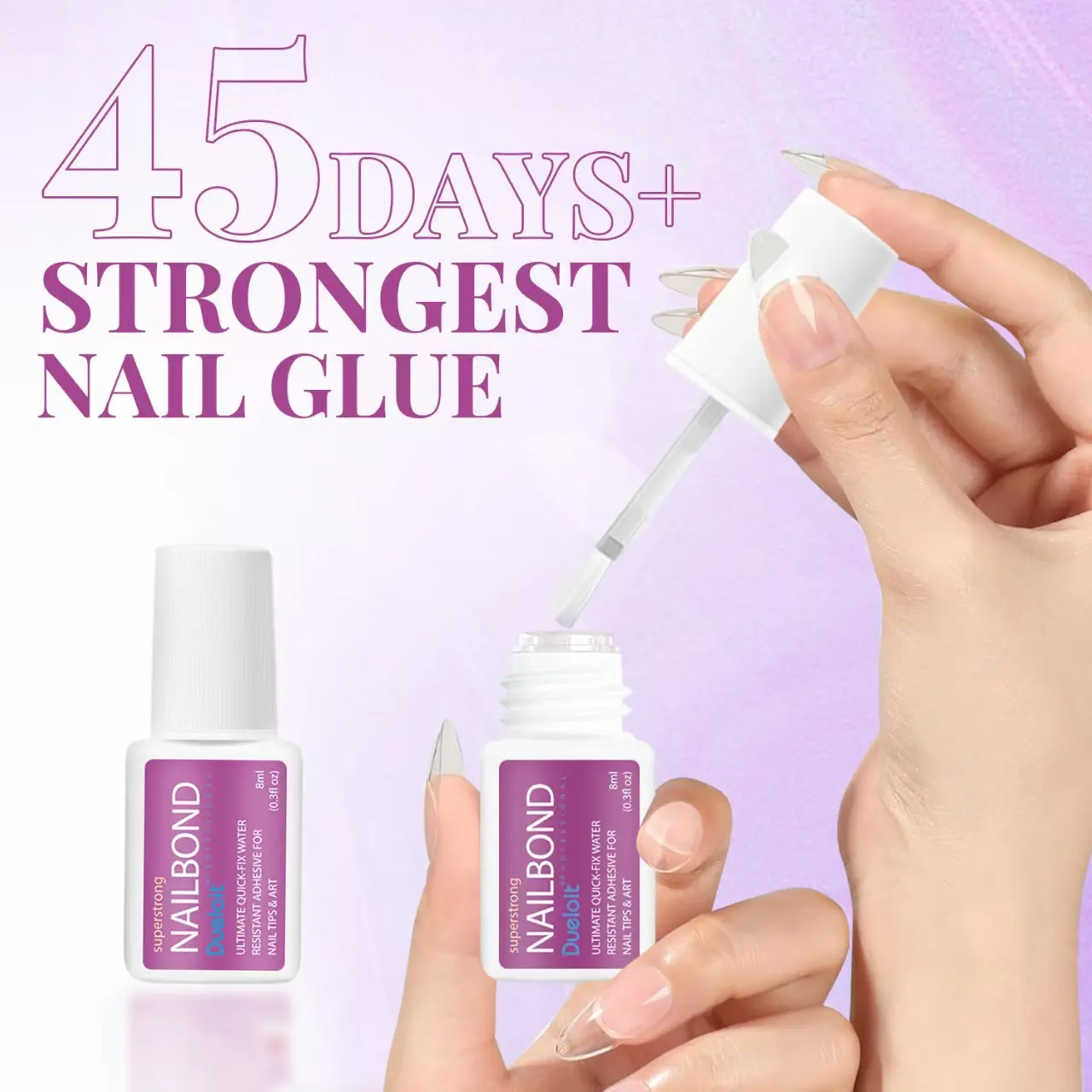 2/3 Counts Strong-Adhesive Fast-Drying Nail Glues, Nail Adhesives, Non-Toxic Liquid Gel Polish for Daily Wear, Home Nail Art, Manicure and Pedicure, Nail Care, Nail Glue Included, Nail Art Supplies