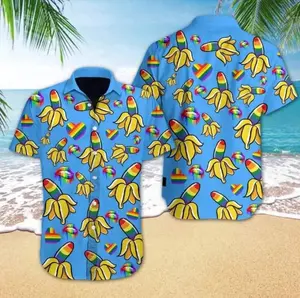 Banana Hawaiian Shirts, Banana Hawaiian Shirt, Rainbow Banana Hawaiian