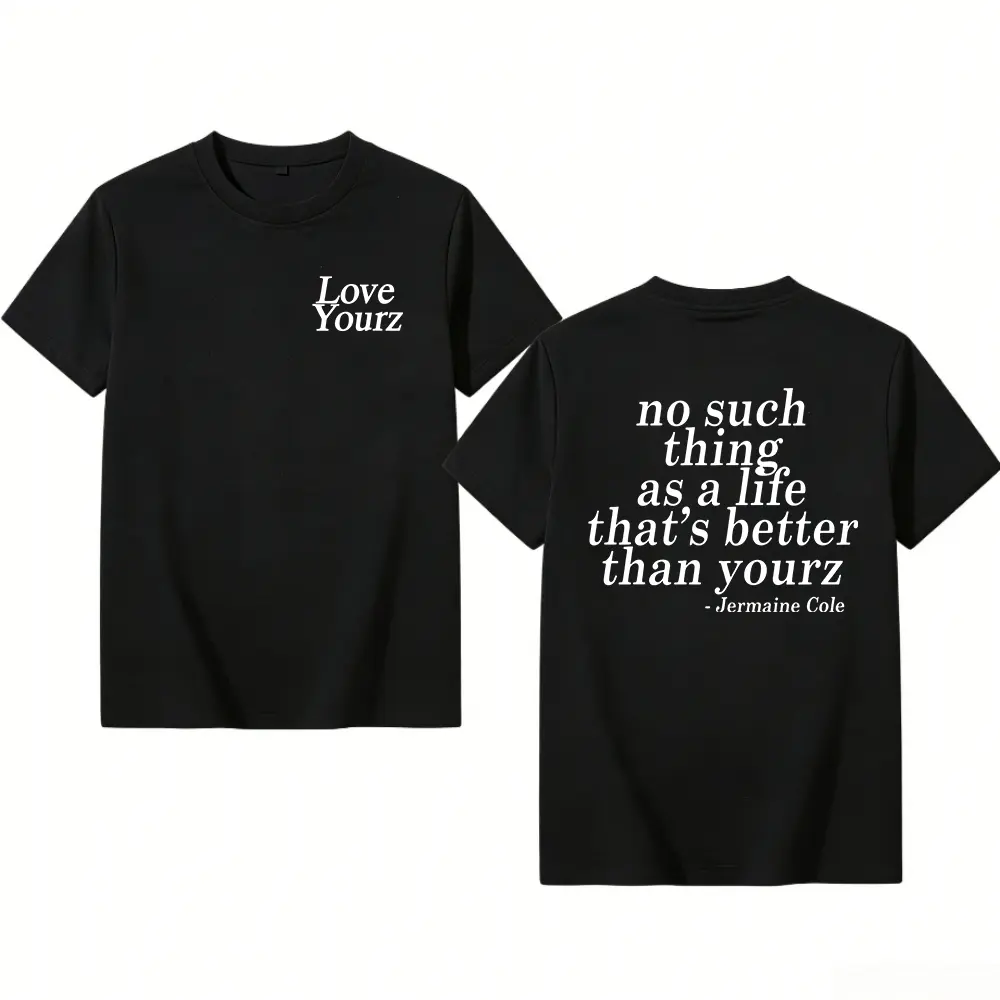Women's Oversized Smooth Fabric Shortsleeve Round Neck Solid Seamless Cotton T-Shirt - J Cole Dreamville Love Yourz Lyrics Graphic Fitted Version 2 Casual Clothes