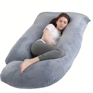 Pregnancy Pillow J Shaped Full Body Pillow with Velvet Cover Grey Maternity Pillow for Pregnant Women, 60 inch Full Body Pillows