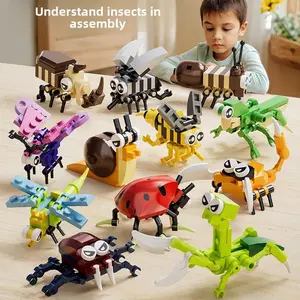 Fun three-dimensional assembled building blocks insect world toys early education puzzle cartoon birthday gift for 3 years old and above