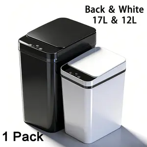 17L/12L Smart Sensor Trash Can, 3 Modes Touchless Waste Bin with Wave Kick Knee Activation, Slim Narrow Design, One Touch Constant Light, Sealed Odor Proof, Quiet Close Garbage Bin for Kitchen Bathroom Office, 2 AA Battery Operated ,Batteries Not Included