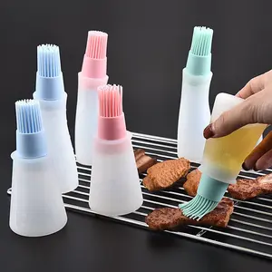 Multi-functional Silicone BBQ Oil Bottle with Brush and Scale for Grilling and Frying Kitchen Gadgets